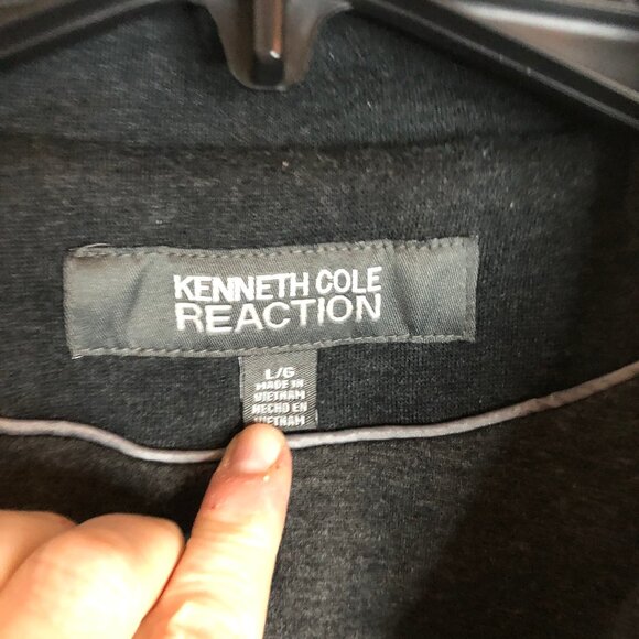 Kenneth Cole Reaction Gray Belted Cotton-Blend Coat Peacoat Style Size L - Picture 3 of 8